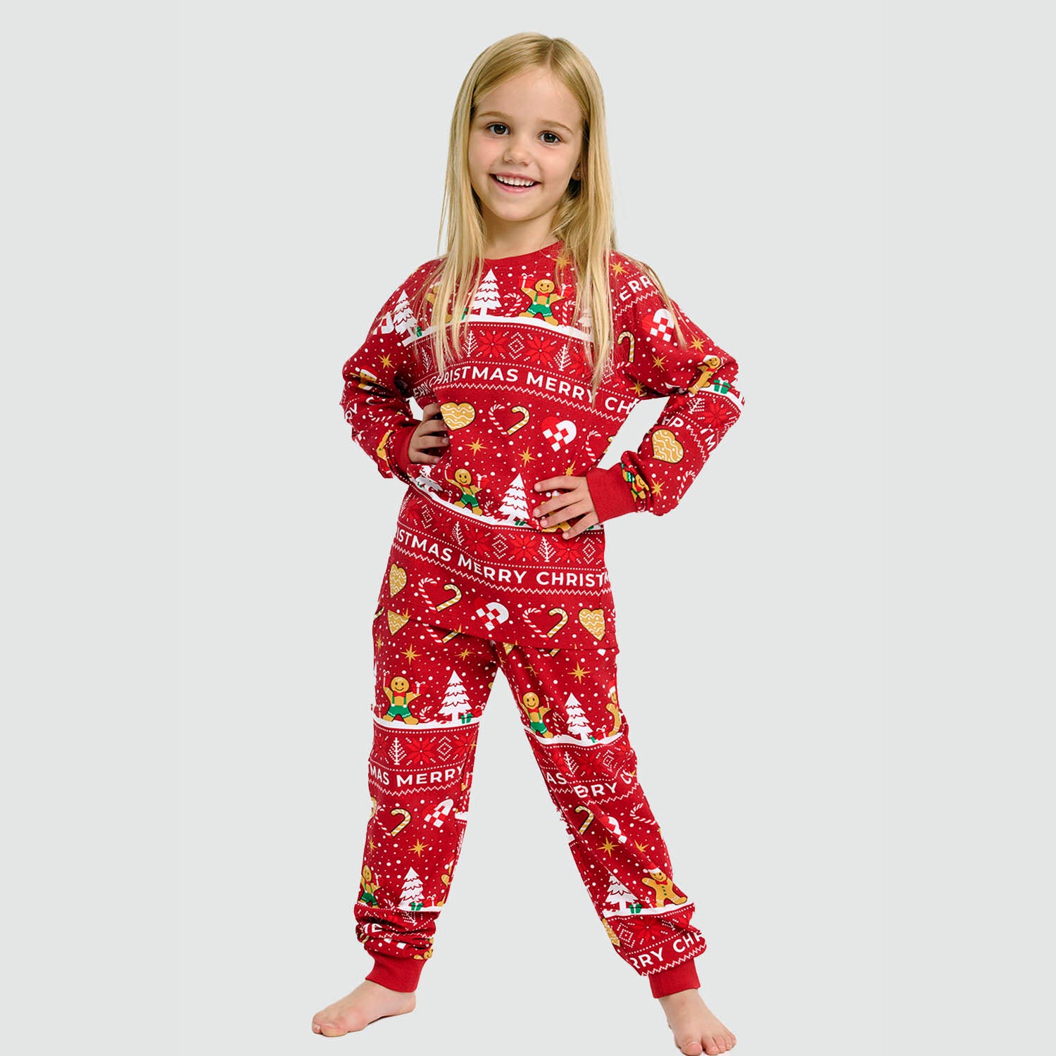 Weihnachtskeks Julepyjama Rot - Kinder.